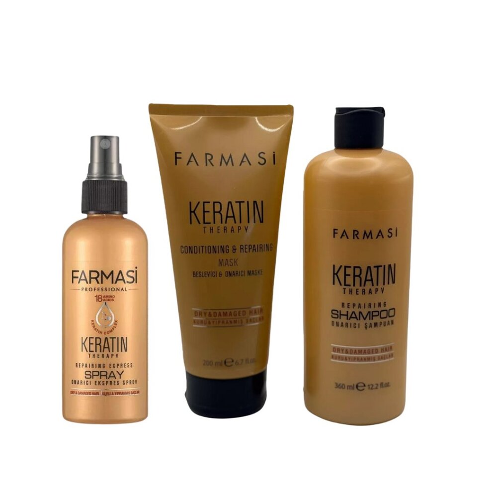 Farmasi Keratin Therapy Bundle – Shampoo, Hair spray & Repairing Mask